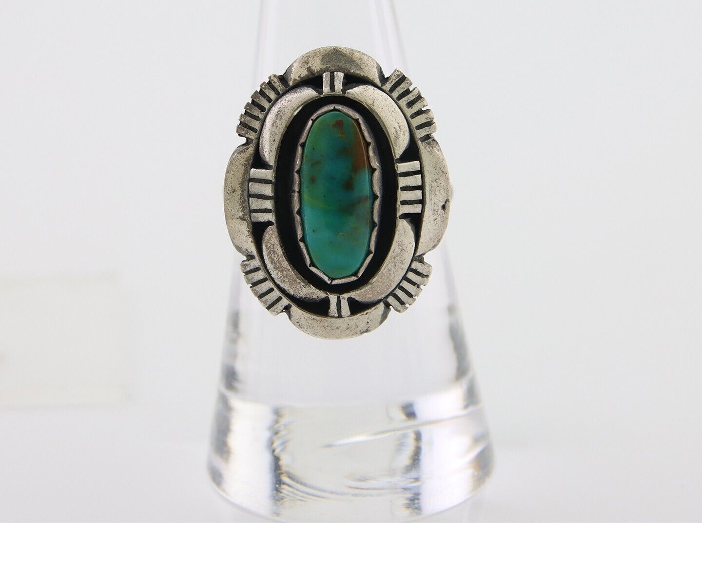 Navajo Ring 925 Silver Natural Turquoise Signed Leonard & Marian Nez C.80's