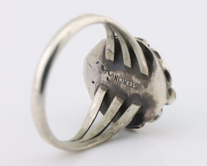 Navajo Ring 925 Silver Sleeping Beauty Turquoise Artist Signed SC C.80's