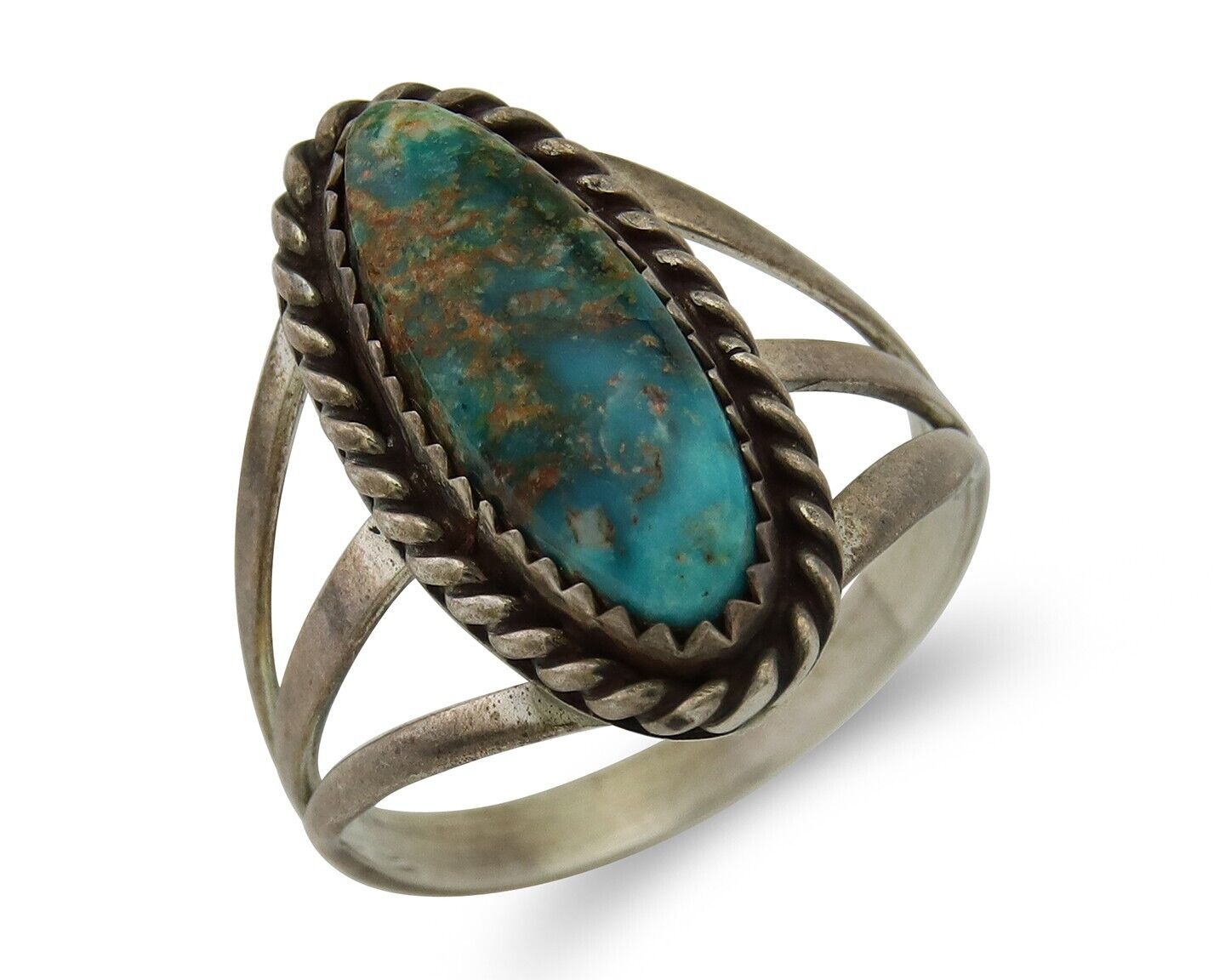 Navajo Ring 925 Sterling Silver Turquoise Native American Artist C.80's