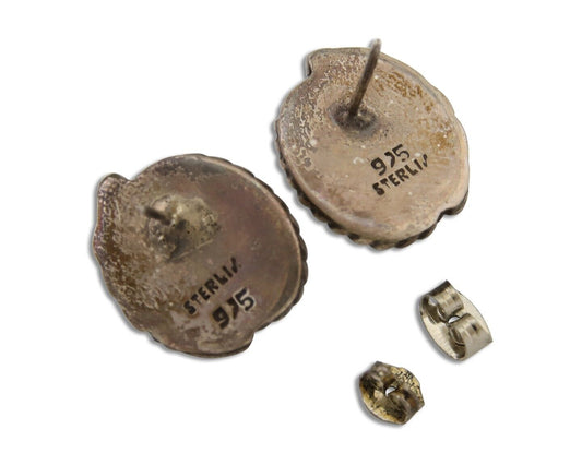 Navajo Earrings 925 Silver Blue Turquoise Native American Artist C.80's