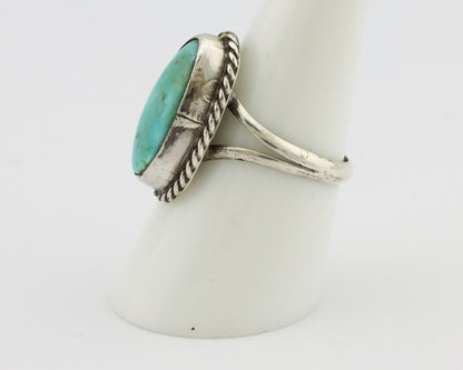 Navajo Ring 925 Silver Kingman Turquoise Artist Native American Signed C.80's
