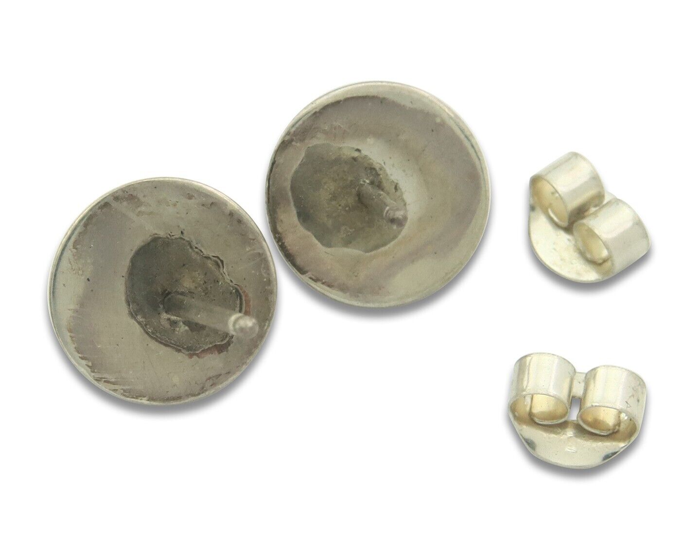 Navajo Earrings 925 Silver White Buffalo Turquoise Native American Artist C.80's