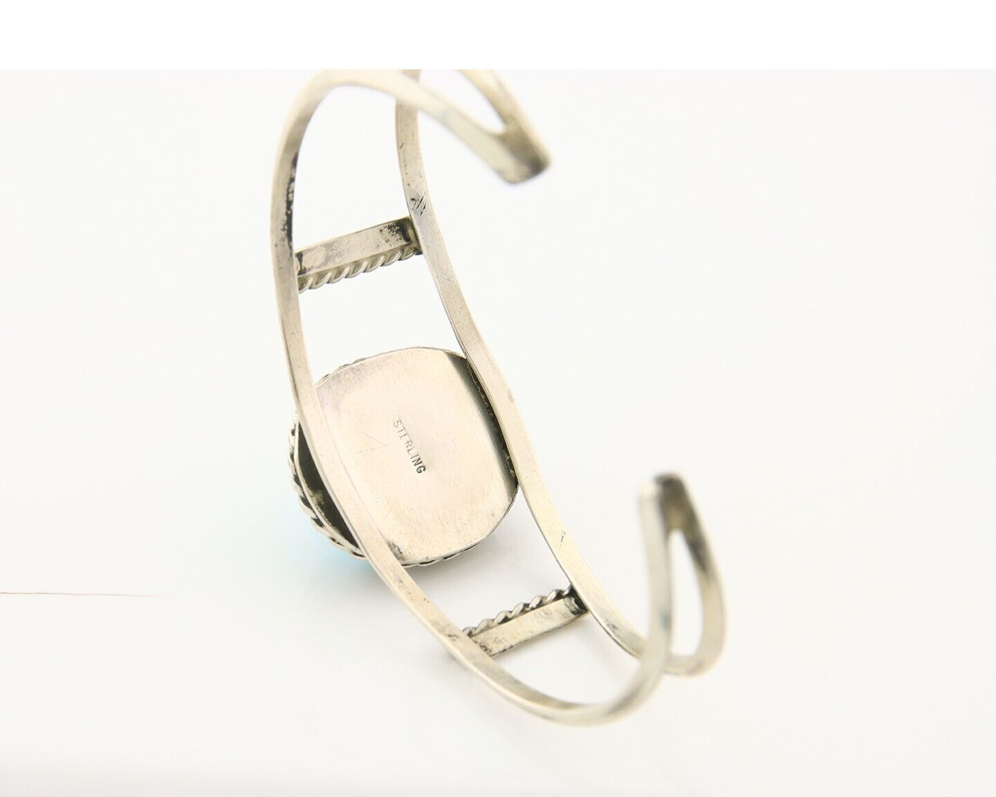 Navajo Bracelet 925 Silver Natural Blue Turquoise Native American Artist C.80s