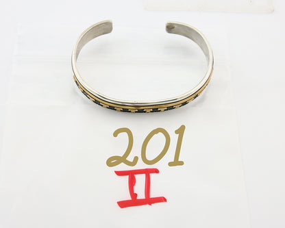 Navajo Bracelet 925 Silver & 12k Yellow Gold Filled Signed Thomas Singer C.80's