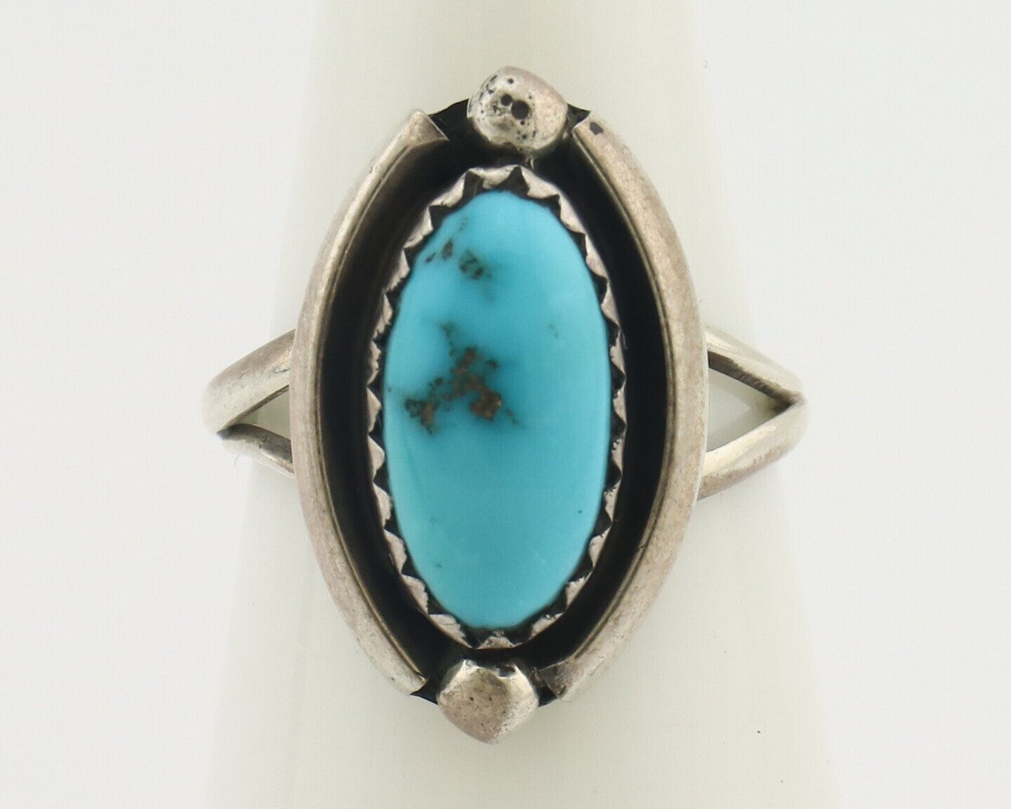 Navajo Ring 925 Silver Sleeping Beauty Artist Signed Sky Stone Creations C.80's