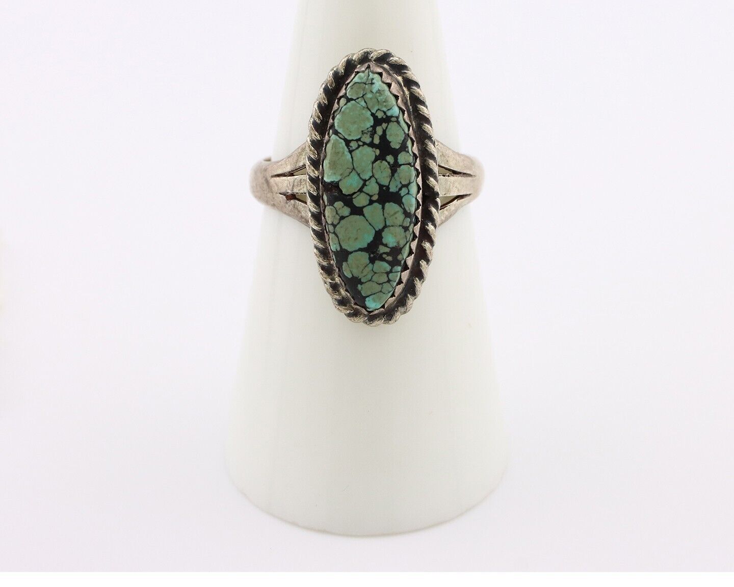 Navajo Ring 925 Silver Blue Turquoise Native American Artist C.80's