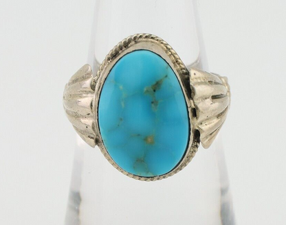 Navajo Ring 925 Silver Natural Turquoise Native American Artist C.80's Size 6.5