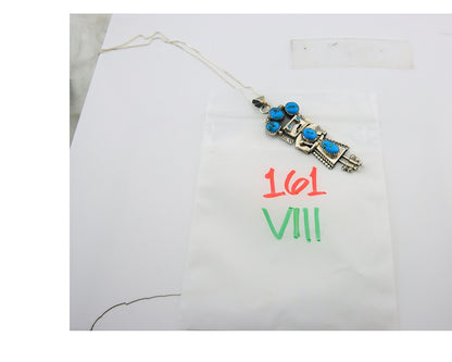 Navajo Kachina Necklace Sterling Silver Natural Turquoise Vintage Signed