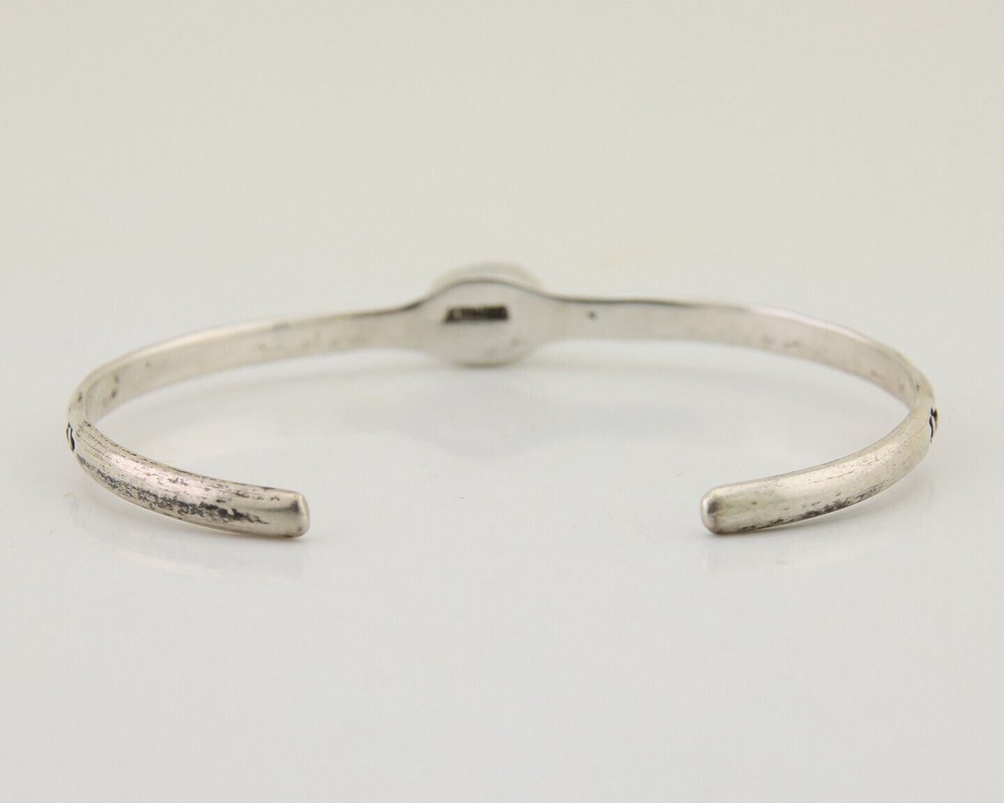 Navajo Hand Stamped Cuff Bracelet Turquoise 925 Silver Native American Artist