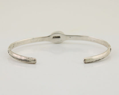 Navajo Hand Stamped Cuff Bracelet Turquoise 925 Silver Native American Artist