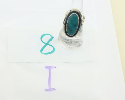 Navajo Ring 925 Sterling Turquoise Handmade Native Artist C.80's Size 6.5