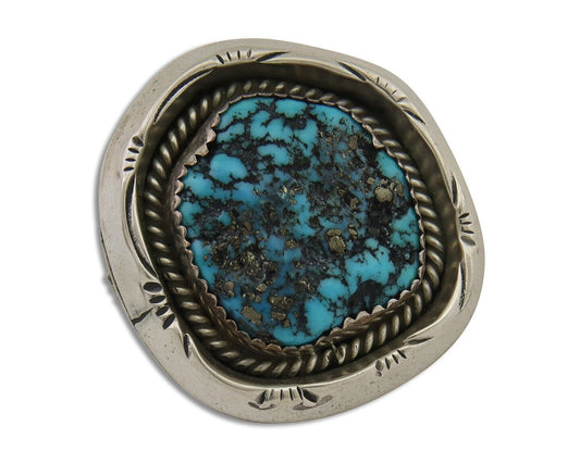 Navajo Pin 925 Silver Sea Foam Turquoise Artist Signed Hyson Craig C.80's