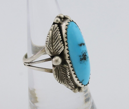 Navajo Ring 925 Silver Sleeping Beauty Turquoise Artist Signed SC C.80's
