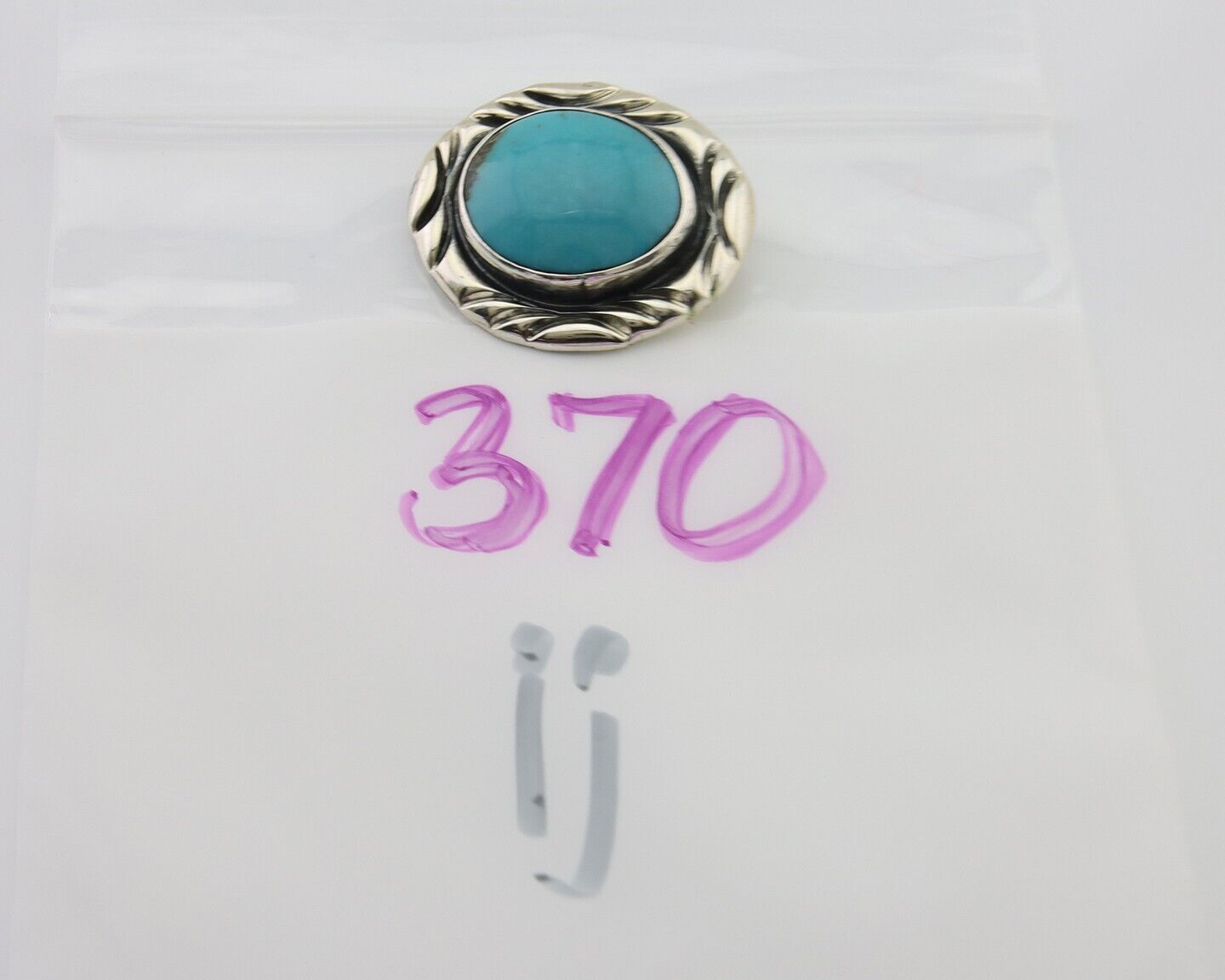 Navajo Pin 925 Silver Natural Mined Turquoise Artist Signed C Montoya C.80's