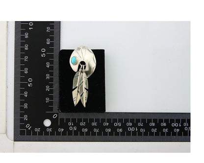 Navajo Earrings 925 Silver Handmade Natural Turquoise Signed JAC C.80s