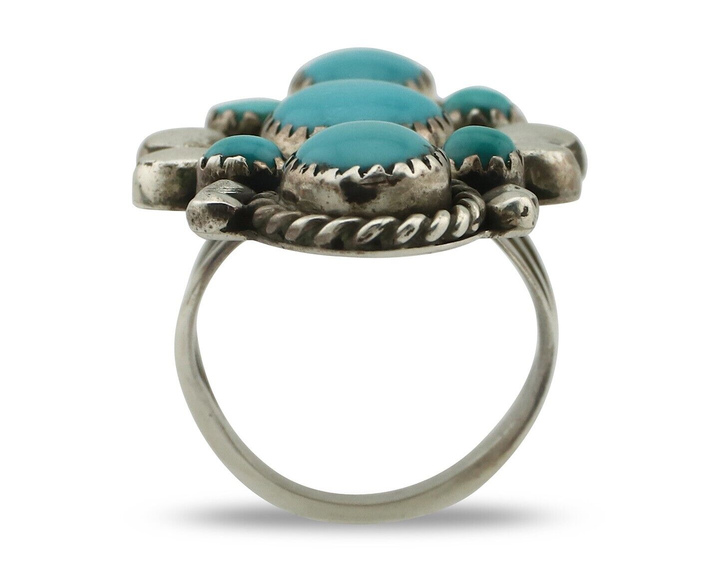Navajo Ring 925 Silver Blue Turquoise Artist Signed M Charlie C.80's