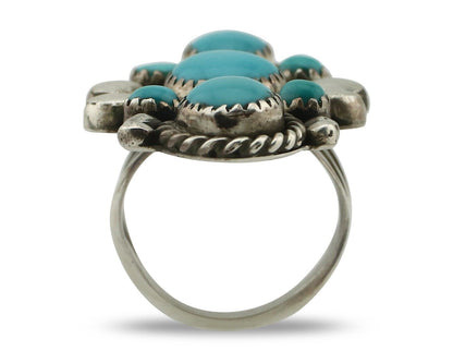 Navajo Ring 925 Silver Blue Turquoise Artist Signed M Charlie C.80's