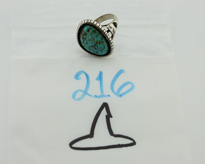 Navajo Handmade Ring 925 Silver Spiderweb Turquoise Signed M Montoya C.80's