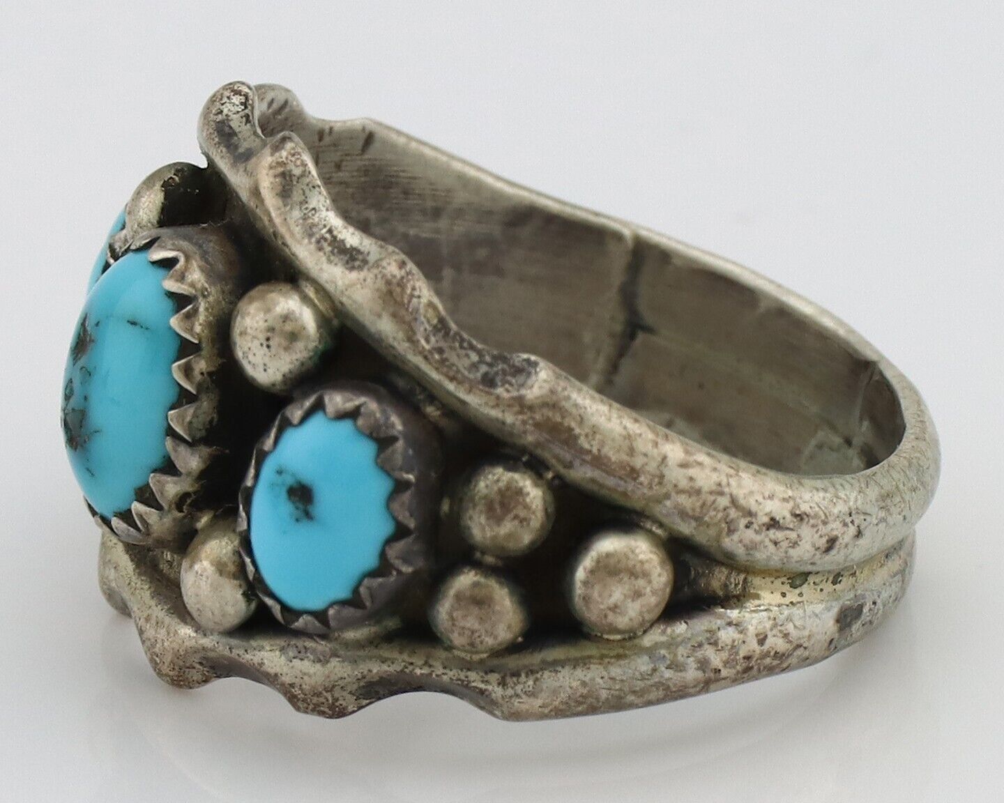 Navajo Ring 925 Silver Blue Turquoise Artist Signed SkyStone Creations C.80's
