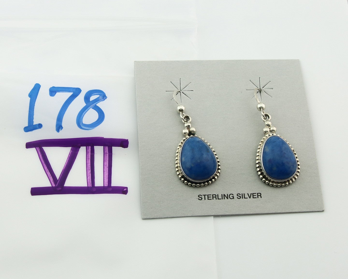 Navajo Earrings Sterling Silver Lapis Vintage Authentic Signed M