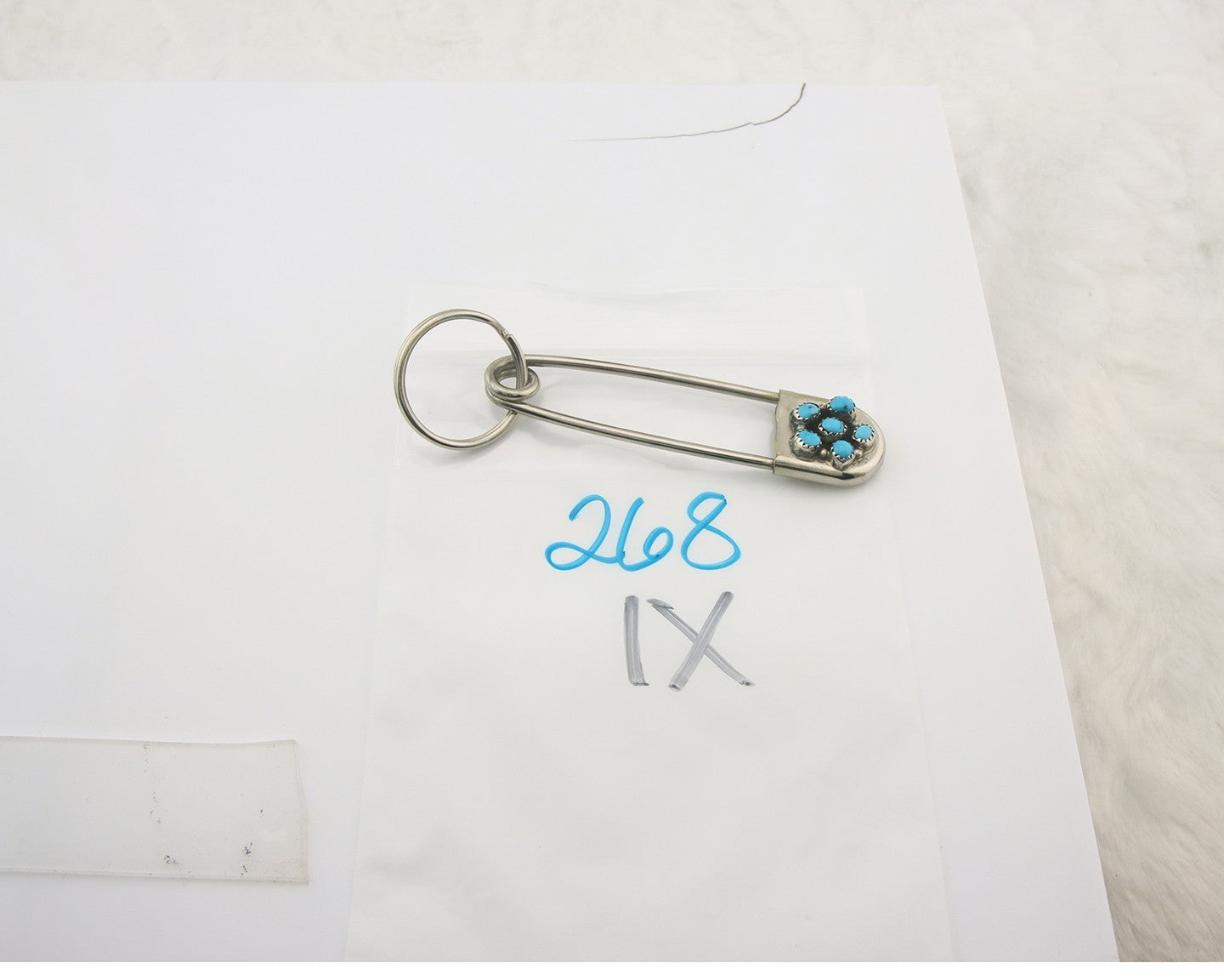 Navajo Key Chain .925 Silver Natural Turquoise Handmade Native American Artist