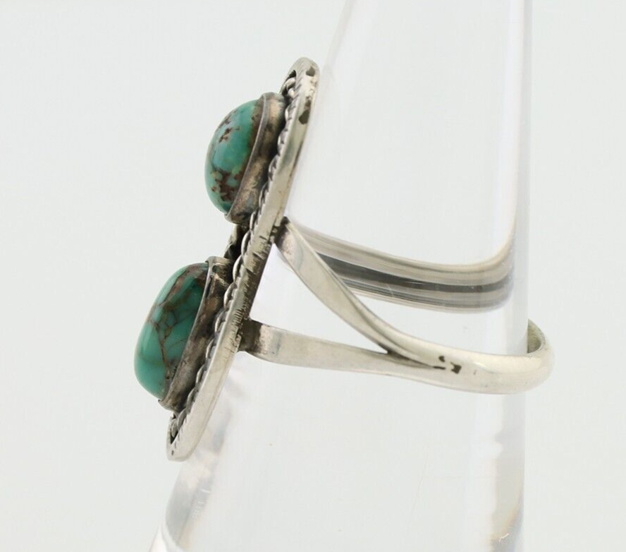 Navajo Handmade Ring 925 Silver Natural Turquoise Native American Artist C.80's