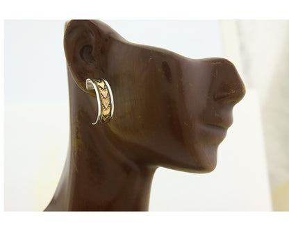 Navajo Hoop Earrings 925 Silver & Gold Artist Signed Randall Endito C.80's