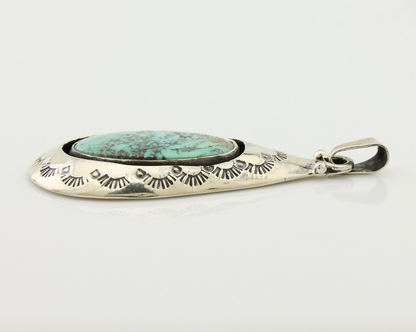 Navajo Pendant 925 Silver Blue Turquoise Artist Signed MC C.80's