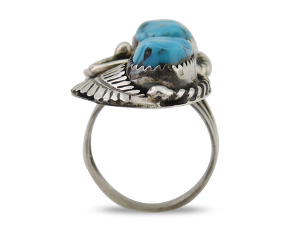 Navajo Ring 925 Silver Natural Turquoise Artist Signed Rob T Kelly C.80's