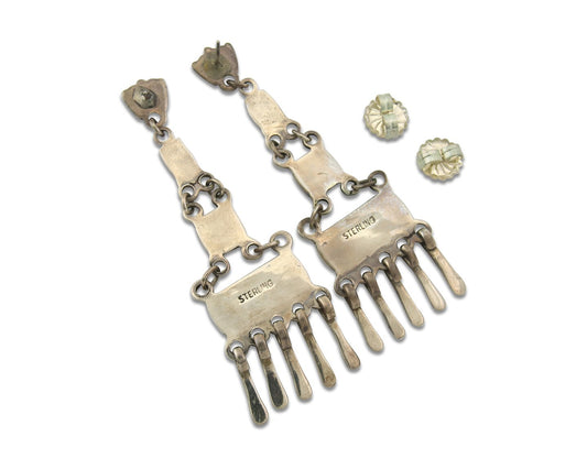 Navajo Handmade Earrings 925 Silver Dangle Turquoise Native American C.80's