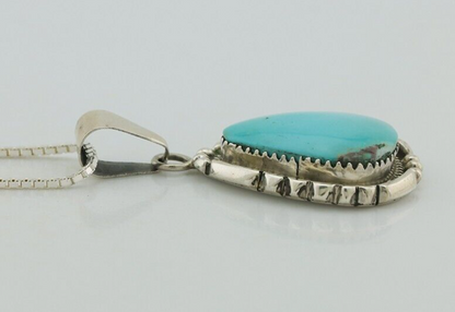 Navajo Necklace 925 Silver Kingman Turquoise B Yazzie C.80s