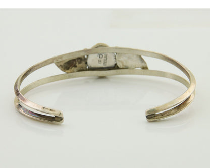 Navajo Cuff Bracelet Blue Turquoise 925 Silver Native Artist Signed BD C.80's