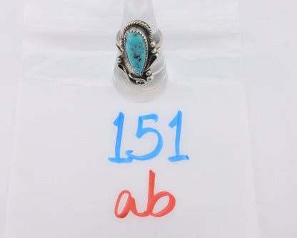 Navajo Ring 925 Silver Natural Blue Turquoise Native American Artist C.80's