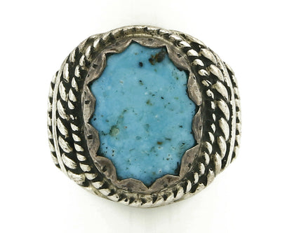 Navajo Ring .925 SOLID Silver Kingman Turquoise Artist Native American C.1980's