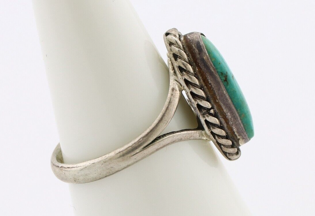Navajo Ring 925 Silver Blue Turquoise Native American Artist C.80's