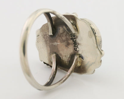 Navajo Ring 925 Silver Morenci Tuquoise Native American Artist C.80's