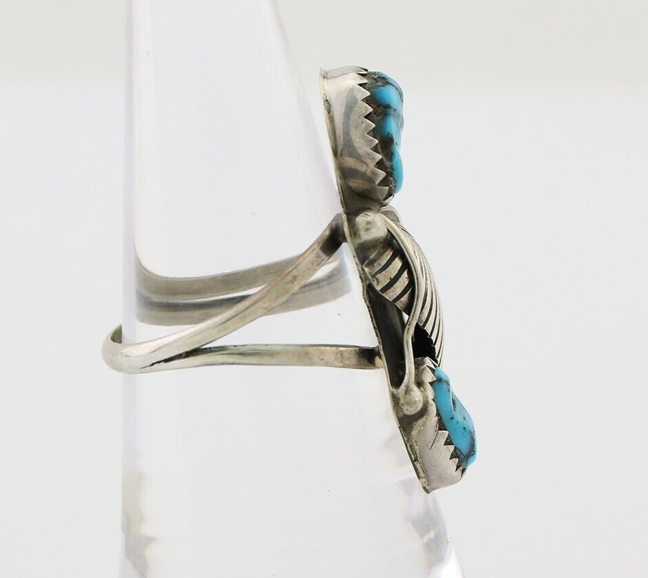 Navajo Handmade Ring 925 Silver Kingman Turquoise Native American Artist C.80's
