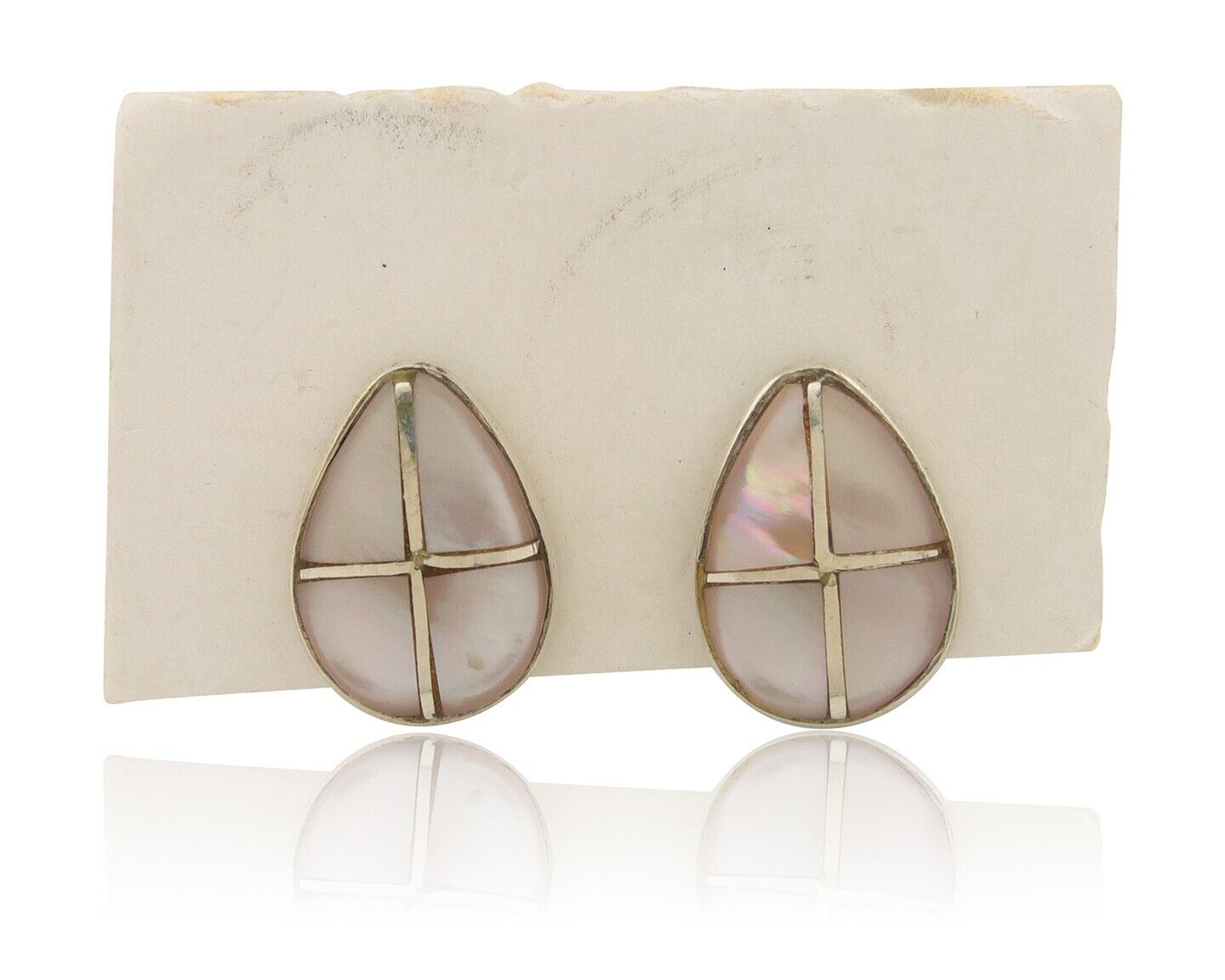 Navajo Earrings 925 Silver Pink Mussel Native American Artist C.80's