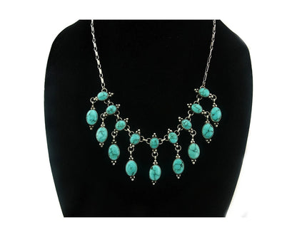 Navajo Necklace Earring Set Blue Turquoise Vintage Handmade C.80's