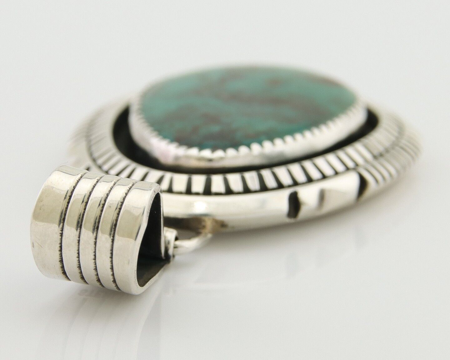 Navajo Pendant 925 Silver Natural Turquoise Artist Signed Lidia Begay C.80's