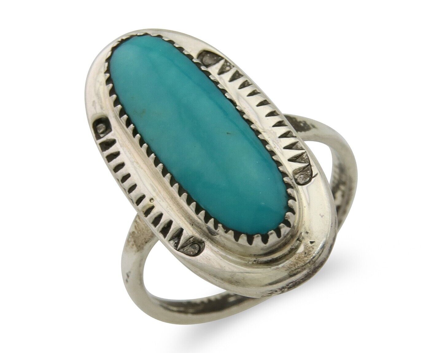 Navajo Ring 925 Silver Blue Turquoise Artist Signed SE C.80's