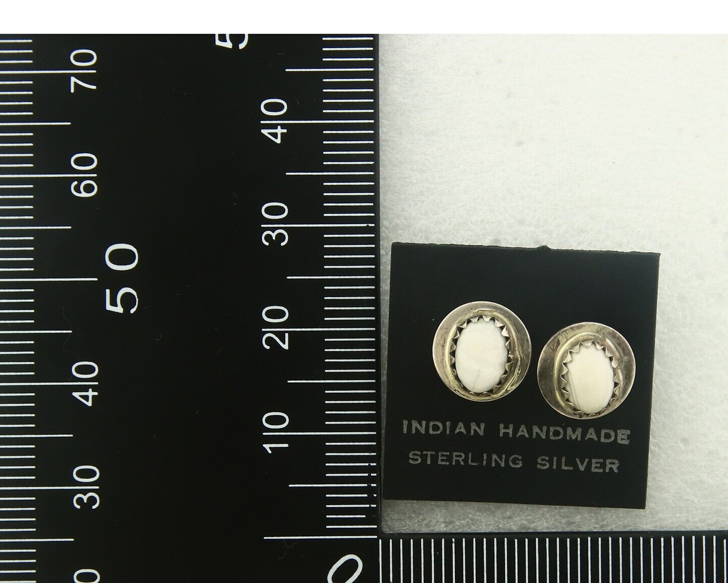 Navajo Earrings 925 Silver White Buffalo Turquoise Native American Artist C.80's