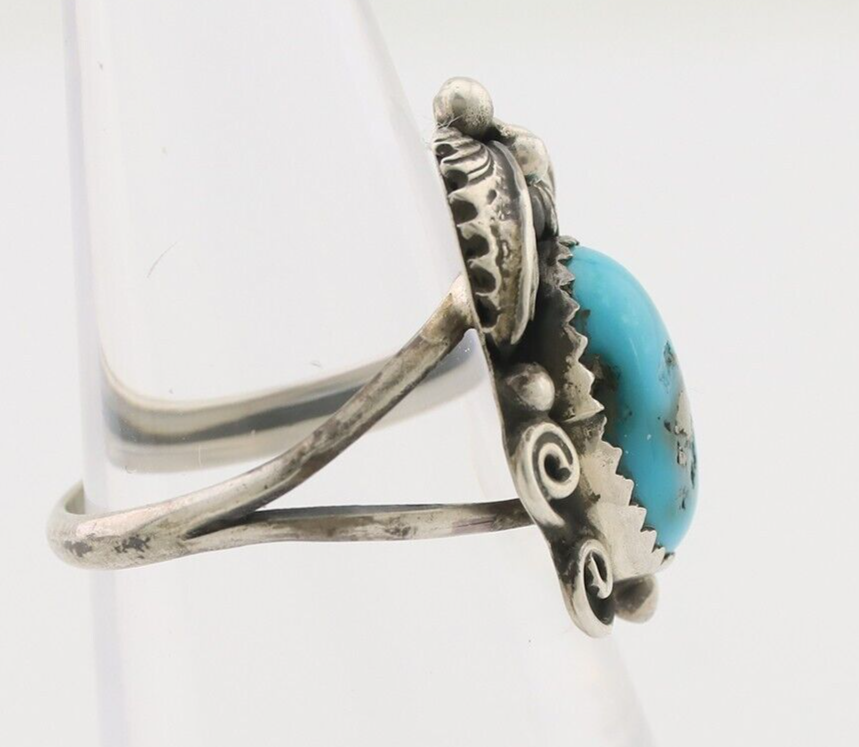 Navajo Ring 925 Silver Morenci Tuquoise Native American Artist C.80's