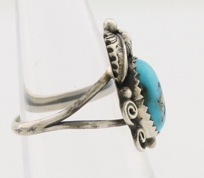 Navajo Ring 925 Silver Morenci Tuquoise Native American Artist C.80's