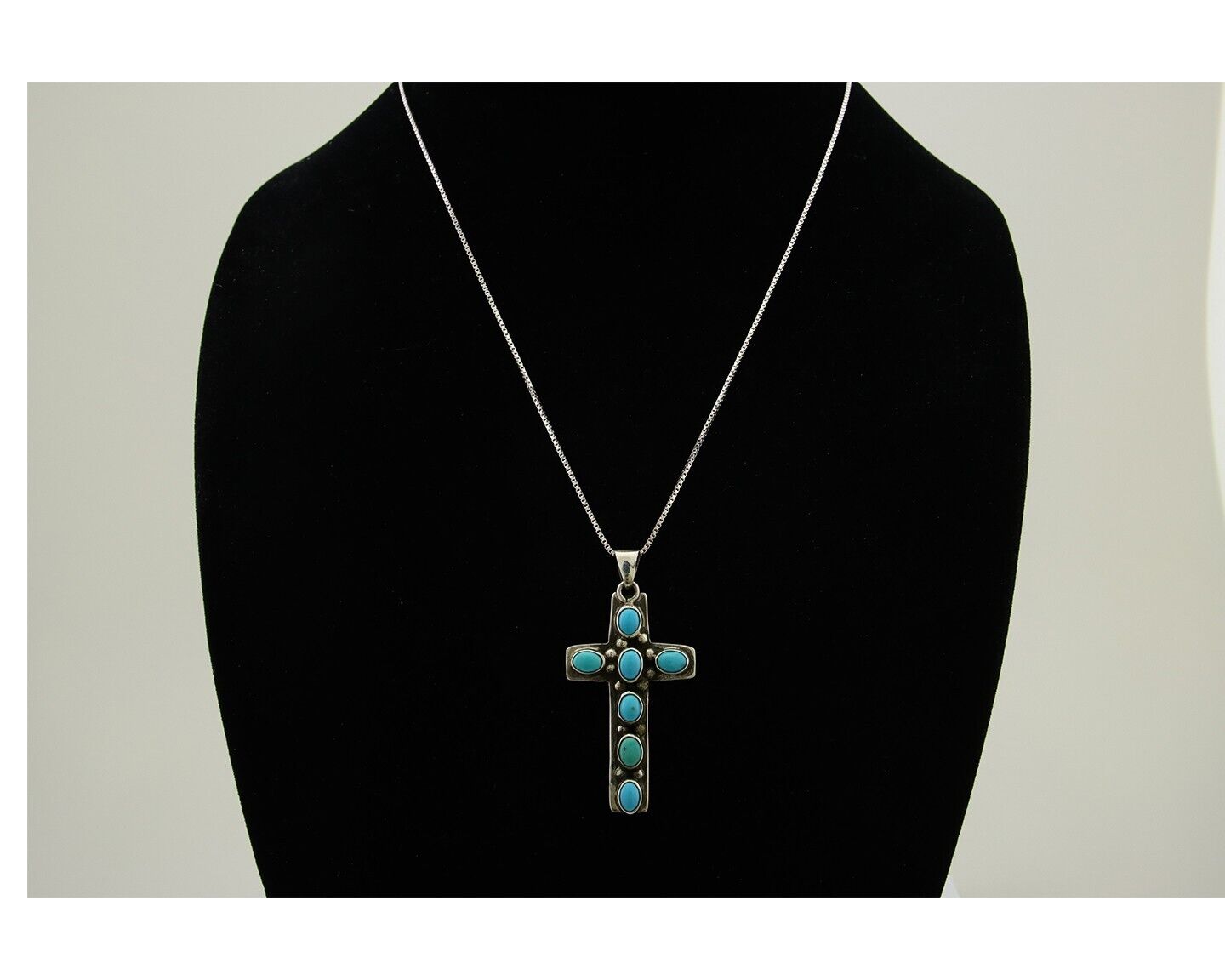 Navajo Necklace 925 Silver Natural Turquoise Artist C Montoya C.80's