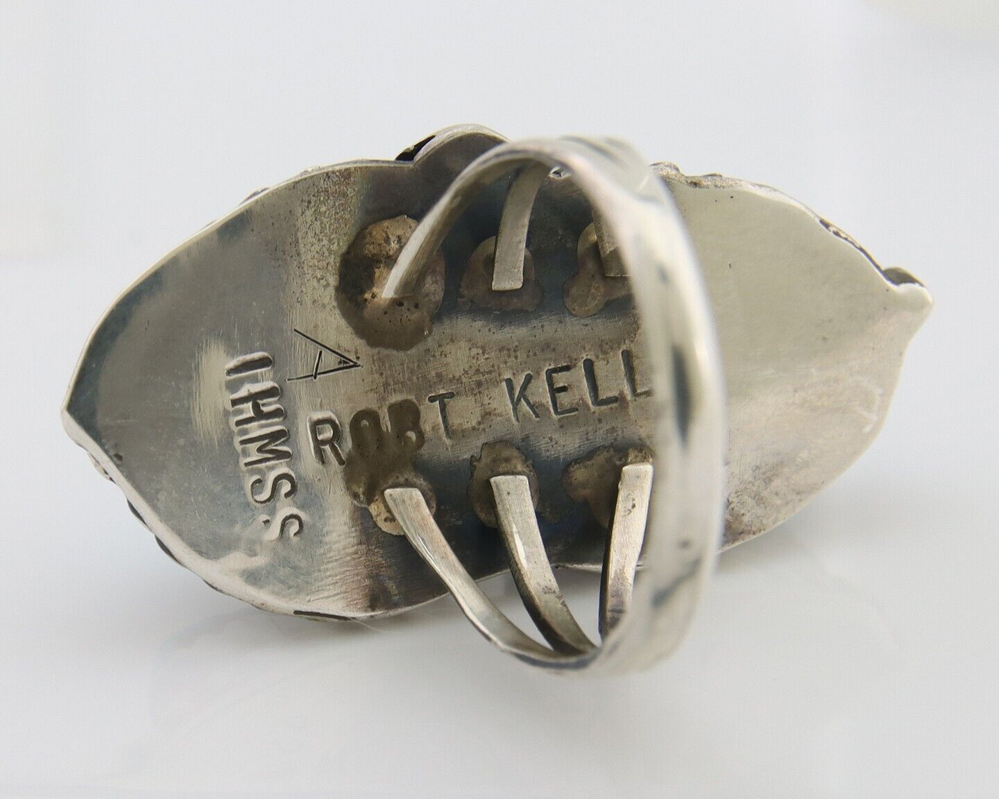 Navajo Ring 925 Silver Natural Turquoise Artist Signed Rob T Kelly C.80's