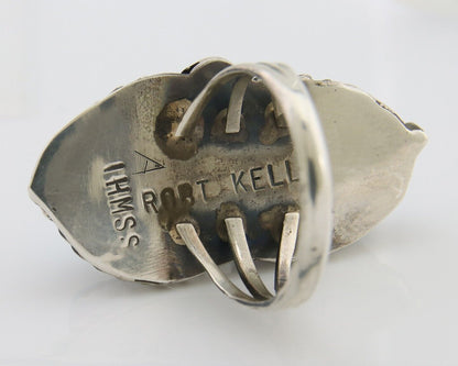Navajo Ring 925 Silver Natural Turquoise Artist Signed Rob T Kelly C.80's