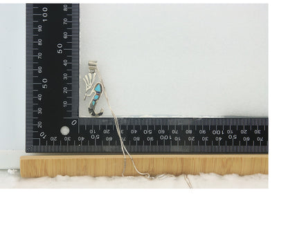 Navajo Kokopelli Necklace Sterling Silver Natural Gemstone Vintage Signed Paw