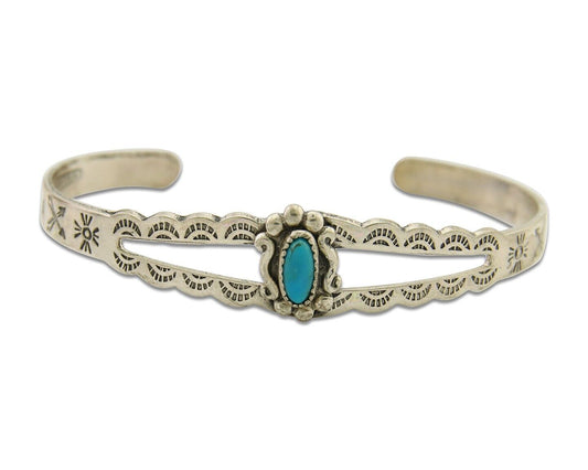 Navajo Cuff Bracelet 925 Silver Turquoise Cuff Native American Artist C.80's