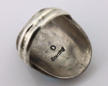 Navajo Ring 925 Silver Natural Blue Turquoise Signed Phillip Zachary Artist C80s